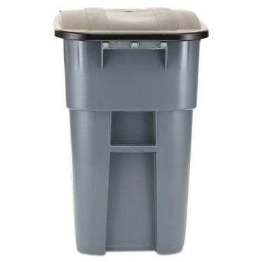 Rubbermaid Commercial 9W27GY Brute Rollout Container, Square, Plastic, 50 gal, Gray