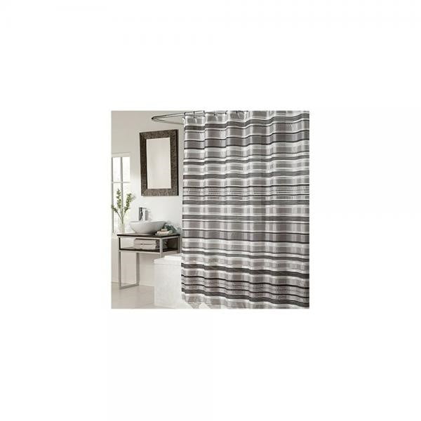 Ex Cell Glacier Pieced Shower Curtain 70 By 72 Inch Black Silver