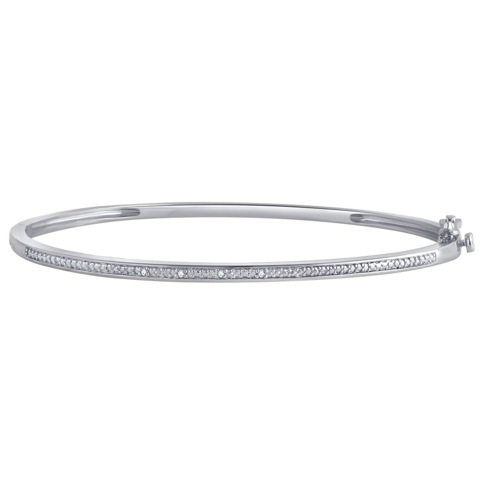 Arista Diamond Accent Silvertone and 14K Gold over Brass Fashion 3-Bangle Set.