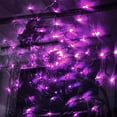 thumbnail image 2 of Halloween 96 luces LED moradas de telaraña con araña, 8 modos iluminan las decoraciones de Halloween de telaraña para interior, exterior, jardín, patio, hogar, patio (morado) Ormromra XMWJ131-2, 2 of 7