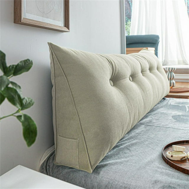 Cozival Bed Rest Pillow, Triangular Backrest Pillow for Bed and Sofa, Headboard Support Cushion with Removable Washable Cover, Soft Upholstered, 50X60Cm, Reading Pillow, J