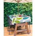 thumbnail image 3 of nqOlkjepod Teal Green Leaves Outdoor Tablecloth with Umbrella Hole & Zipper, Summer Botanical Pastoral Rectangle Table Cover 52x70 Inch, Dining Waterproof Table Cloth Protector for Patio/Party, 3 of 7