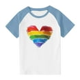 thumbnail image 2 of Frostluinai T-Shirts Décontractés pour Enfants Filles Garçons Tout-Petits Manches Courtes Raglan Col Rond Bloc de Couleur Amour T-Shirts 3-14 Ans, 2 of 9