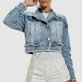 thumbnail image 2 of Women's Vintage Washed Distressed Denim Jacket With Edges, 2 of 2
