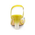 thumbnail image 3 of BLISSFUL STEP Women's Flower Rhinestone Slingback Clear Mid Heel Slip On Sandals Yellow 8, 3 of 8