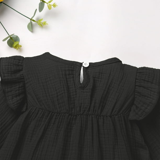 IBTOM CASTLE Toddler Kids Girls Mexican Dress Long Sleeve Floral Embroidery  Dress Cinco de Mayo Fiesta Birthday Party Dresses 5-6 Years Black