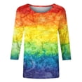 thumbnail image 3 of Fesfesfes Womens Tops Womens Fashion Printed T-shirt Mid-length 3/4 Sleeves Blouse Round Neck Casual Tops Womens Fashion L(US:8), 3 of 4