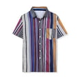 thumbnail image 5 of INSPIRE CHIC Men's Casual Summer Beach Short Sleeves Button Down Striped Shirt M Multicolor, 5 of 6