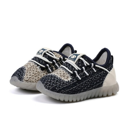 

Toyella Baby Soft-Soled Toddler Shoes Boys Flying Woven Coconut Sneakers Girls Baby Mesh Shoes Blue 20