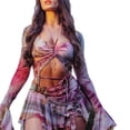 thumbnail image 3 of 3 Piece Skirt Rave Outfit for Women Sweet Y2K Butterfly Print Sexy Crop Top and Skirt Rave Festival Matching Set, 3 of 7