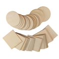 thumbnail image 2 of 50Pcs Wood Slices 4X4Inch Unfinished Wood Pieces Square and Round Wooden for DIY Coaster Arts Painti, 2 of 5