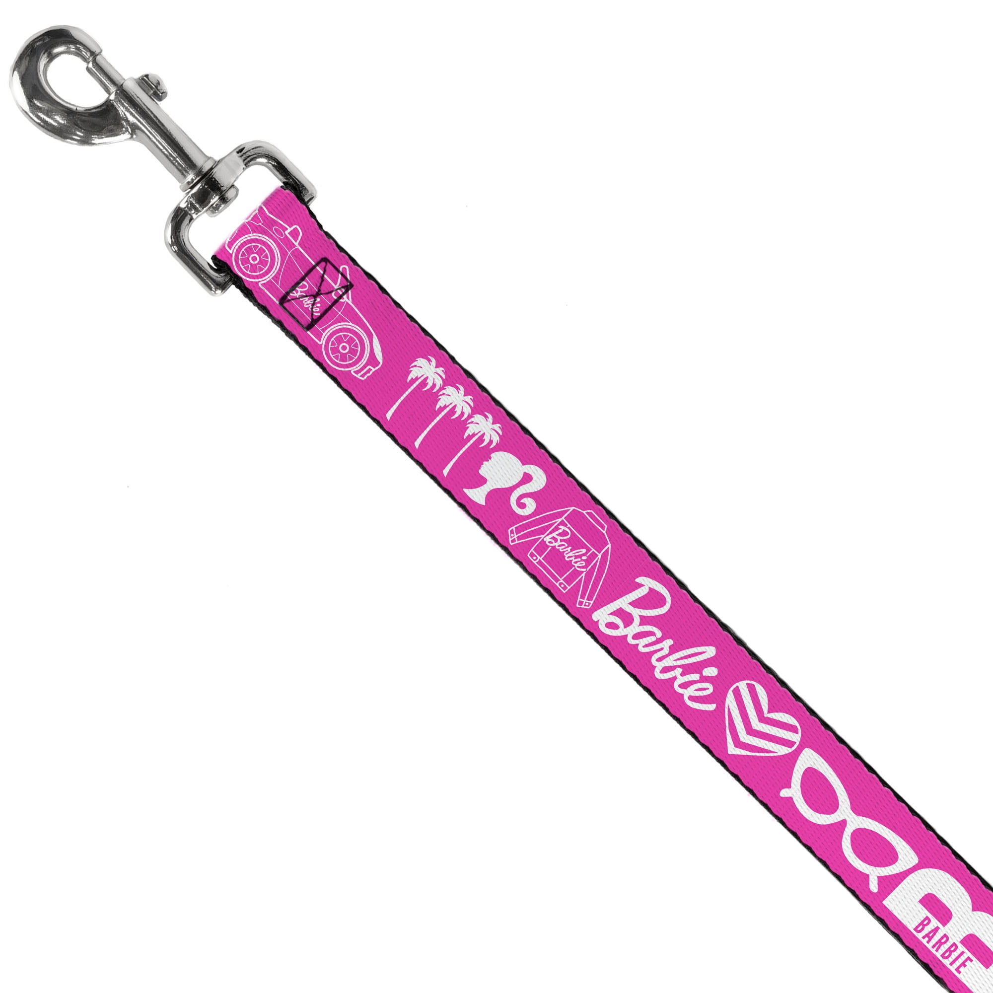Mattel Pet Leash, Dog Leash, Barbie Script Signature and Icons Pink White, 6 Feet Long 1.0 Inch Wide
