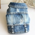 thumbnail image 3 of Distressed Denim Dog Vest Ripped Detail Edgy Fashion Pet Outfit Adjustable Straps Durable Fabric For Small Medium Dogs And Cats Daily Wear, 3 of 8