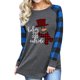 thumbnail image 3 of Navidad muñeco de nieve manga larga Plaid Top cuello redondo mujeres Plaid empalme blusa para niñas, 3 of 6