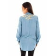 thumbnail image 2 of Scully HC847-BLU-L Women Tencel Blouse with Embroidered & Piping, Blue - Large, 2 of 2