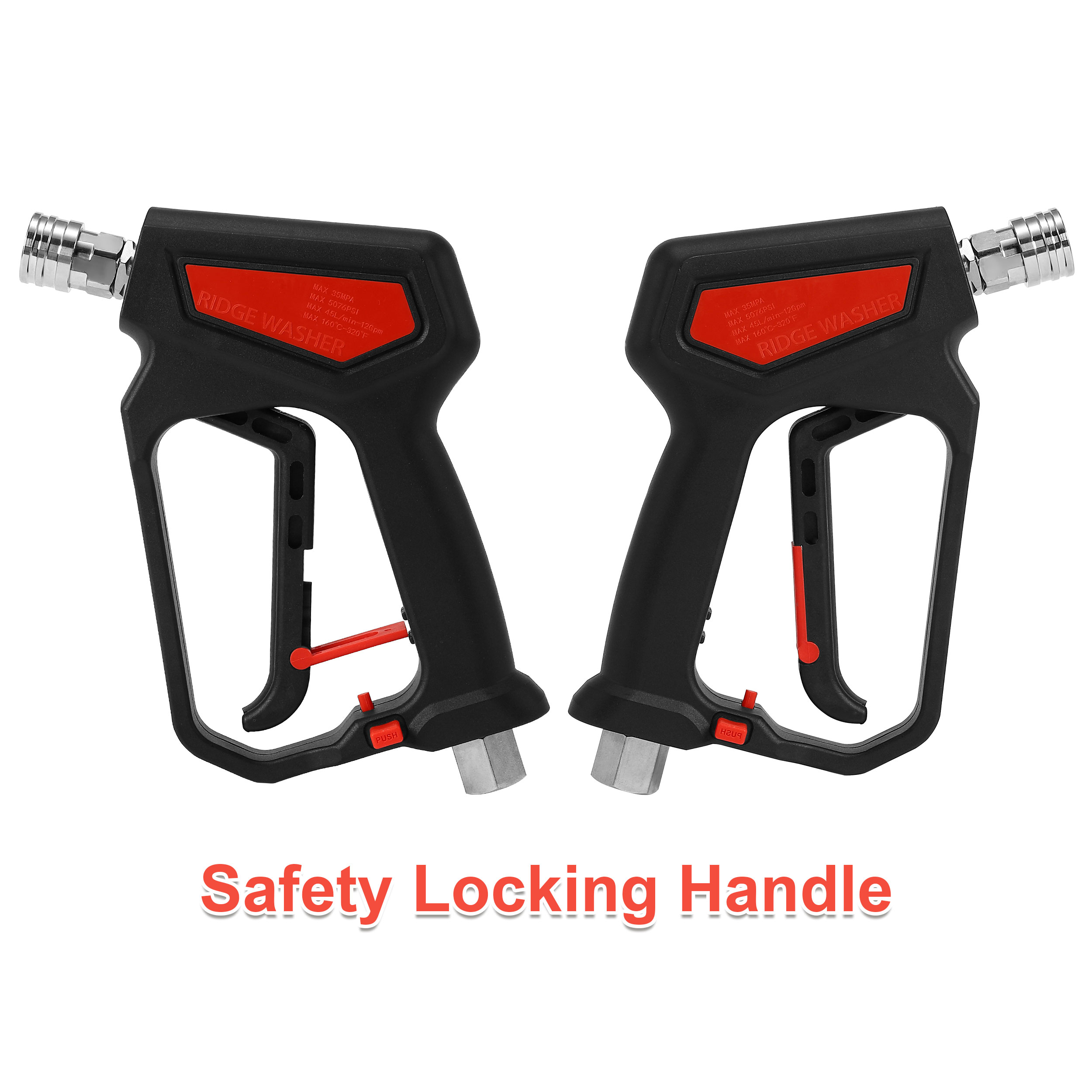 RIDGE WASHER Pressure Washer Gun 5000 PSI, 12 GPM, High Pressure Spray Gun with 1/4" Quick Connector, 3/8'' Quick Connect, M22-14mm and M22-15mm Fitting