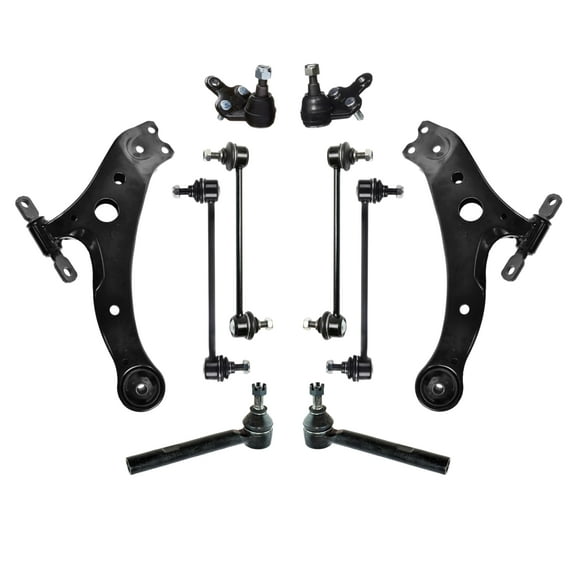 PartsW - 10 Pc Front & Rear Suspension Kit Lower Control Arms, Sway Bar End Links, Outer Tie Rod Ends, Lower Ball Joints for Lexus RX330, RX350, RX400h, Toyota Highlander