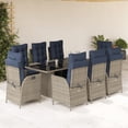 thumbnail image 1 of vidaXL 9 Piece Garden Dining Set with Cushions Grey Poly Rattan, 1 of 5