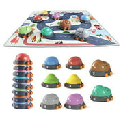 TUMAMA Stacking Car Toy with Play Mat, Play Vehicles Stacked Cup Toys Activity Playmats Bathing Swimming Beach Toy Gifts Sets for 1 2 3 Years Old Boys Girls Kids (8 Pcs)