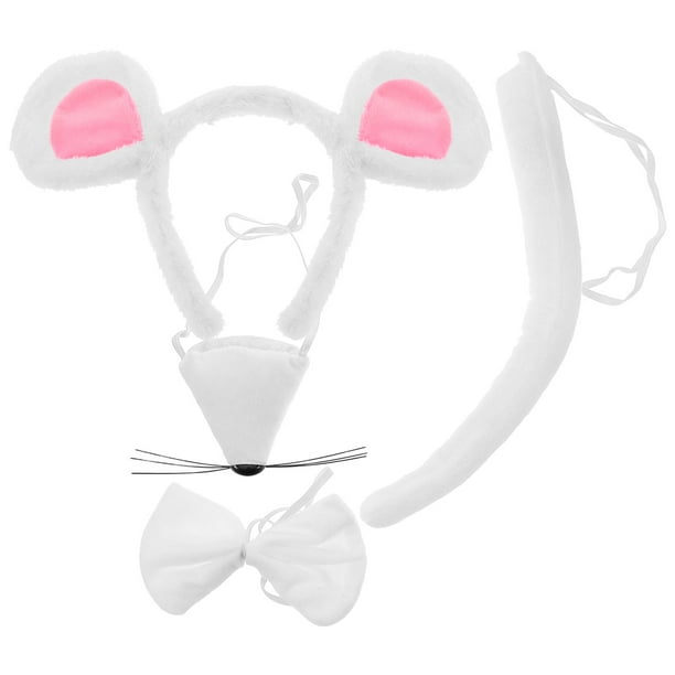 ColoMX 1 Juego completo de accesorios para disfraz de ratón de Halloween, incluye diadema con orejas de ratón, pajarita y cola, suministro de disfraz para todas las edades
