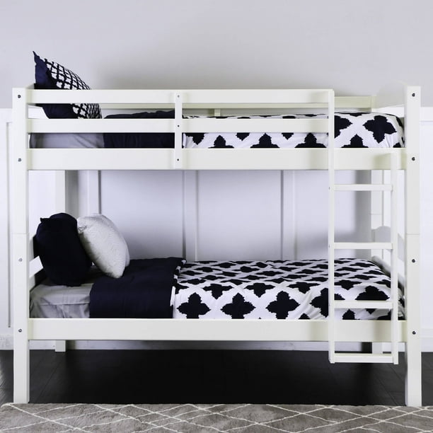 Walker Edison Solid Wood Twin Over Twin Bunk Bed White Walmart Com Walmart Com