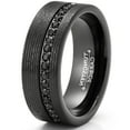 thumbnail image 2 of Metal Masters Mens Black Tungsten Carbide Wedding Band Cubic Zirconia Eternity Ring Comfort-Fit 8mm, 2 of 5