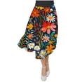 thumbnail image 4 of Nmnitkp Skirts for Women Casual Floral Prints Women's Pleated Skirt Chiffon Elastic Waist A-Line Midi Length Skirt Fashionable Trends Maxi Skirt, 4 of 7