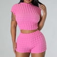 thumbnail image 5 of EHQJNJ Outfit for Women Going Out Plus Size Women's Fashion Casual Sleeveless Bubble Cloth Two Piece Shorts Set Outfit Sets for Women Outfit for Women Going Out Warm, 5 of 5