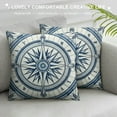 thumbnail image 3 of COMIO Nautical Compass Throw Pillow Cover, Navy Blue Geometric Grid Decorative Pillow Cover for Sofa Bed, Coastal Sailing Theme Pillow Cover, Ocean Theme Rudder Decor Cushion Case, 3 of 5