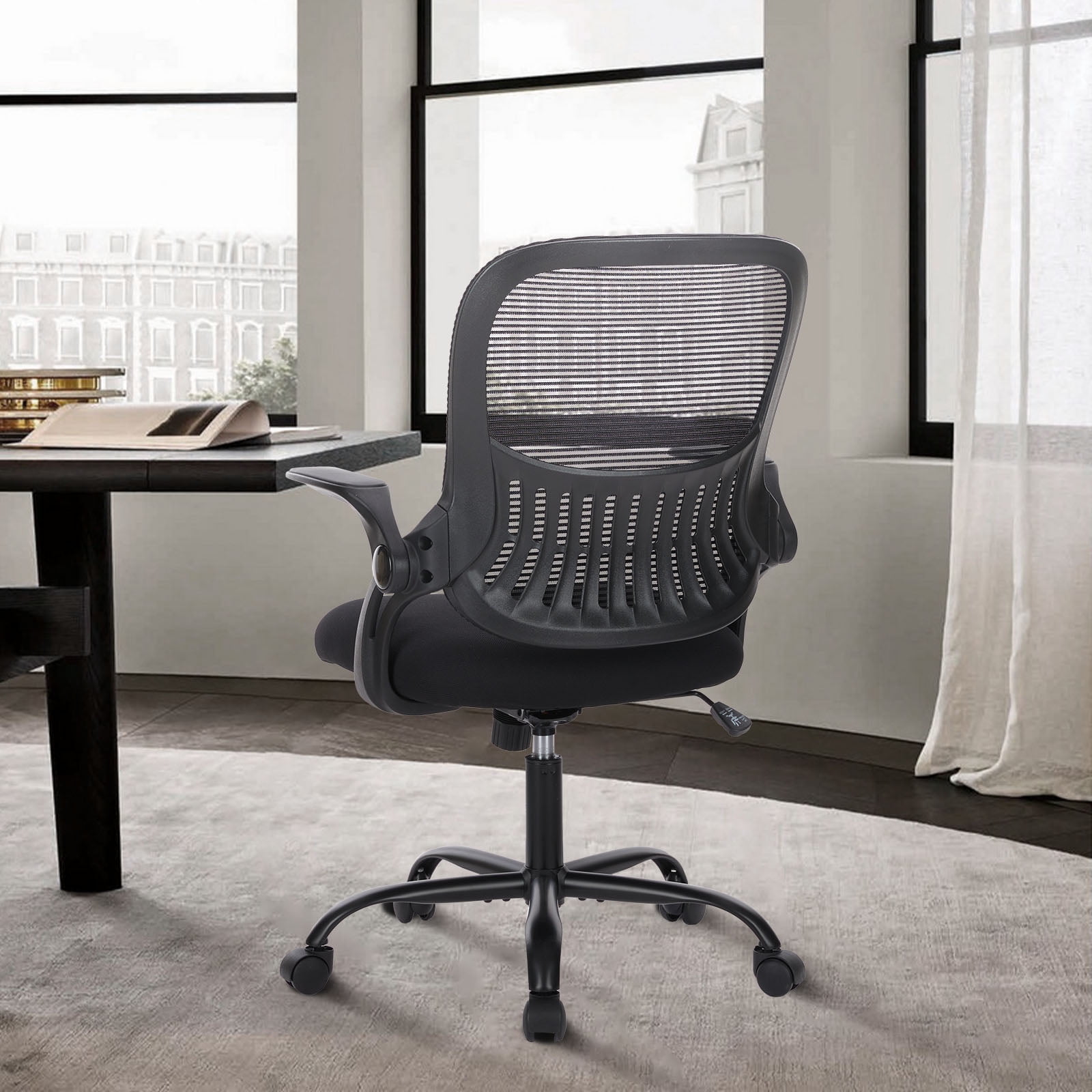 KERDOM High Back Drafting Chair Ergonomic Tall Office Chair With Lumbar Support Breathable Mesh Painting Chair, Flip Up Armrest Gray 918W-Z-Grey - Best Buy - View #4