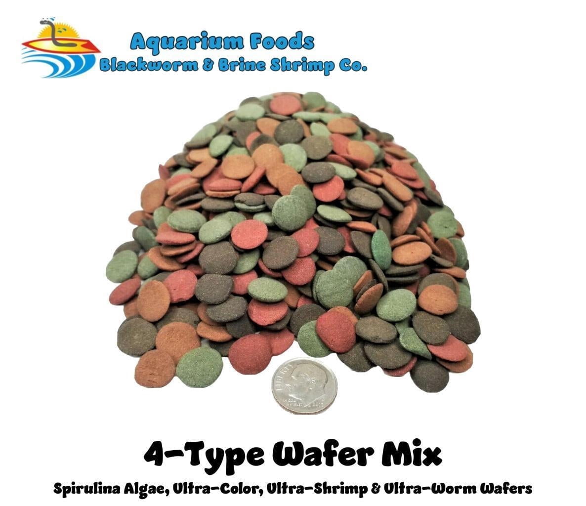 4-Type Wafer Mix of Spirulina, Ultra-Worm, Ultra-Shrimp, Ultra-Color Enhancing…2-lb