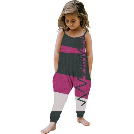 

Toddler 3-Pack Jogger Pants Toddler Girls Kids Printing Jumpsuit Playsuit Strap Romper Summer Outfits Clothes New Jumpsuit Pinky 2T