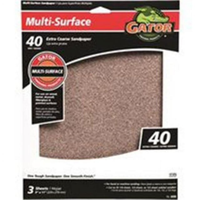 Gator Gator 0404038 Feuille de Ponçage Multi-Surface, 11 x 9 Po., 40 Grains