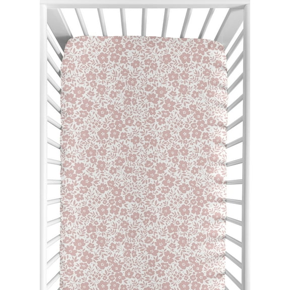 Sweet Jojo Designs Floral Pink and White Fitted Crib Sheet
