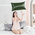 thumbnail image 2 of Silk Pillow Cases with Zipper, Mulberry Pillow Case,Green,Standard,1pc, 2 of 7