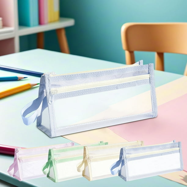 Malla de malla de gran capacidad | Organizador de bolígrafos duradero | Bolsillo con cremallera para papelería, rotuladores, bolígrafos | Tejido de red transpirable | Caja portátil de material