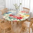 thumbnail image 3 of Pioneer Flower Floral Print Pattern Round Fitted Tablecloth with Elastic Edge,Dining Table Cover Waterproof,Outdoor Round Tablecloth for Camping,Dining,Indoor and Outdoor, 3 of 7