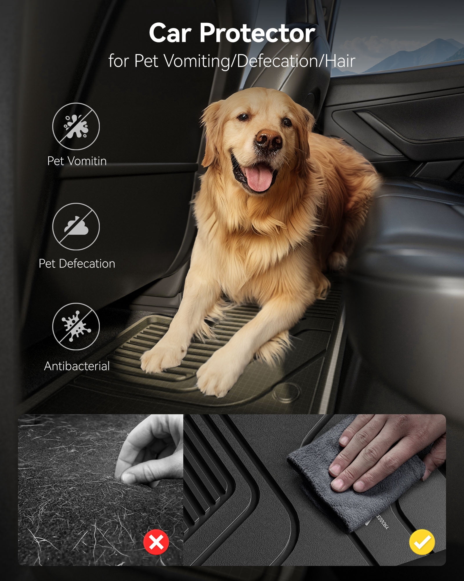 3W Floor Mats & Cargo Liner Fit for Honda CR-V 2023 2024 2025 2026 (Include Hybrid) TPE All Weather,Custom Fit Honda CRV 1st and 2nd Row Floor Liners Set