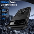 thumbnail image 5 of for Google Pixel 9 Pro XL Case with Camera Lens Cover, HD Screen Protector, 10 FT Military Grade Drop Protection, Magnetic Ring Holder Kickstand Protective Phone Case, Black, 5 of 7