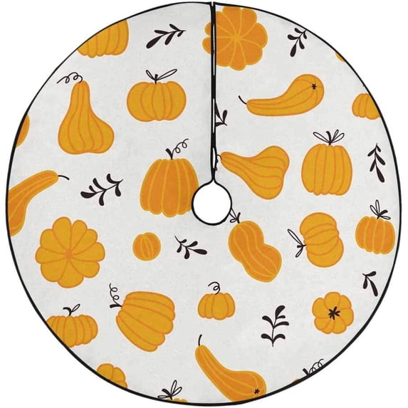 FMSHPON Halloween Pumpkin Leaf Xmas Christmas Tree Skirt Stand Mat for Holiday Party Decoration Indoor Outdoor 36 inches