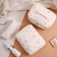 thumbnail image 3 of Bolsa de maquillaje uekeboag acolchada de algodón con estampado floral, 3 unidades, 3 of 6