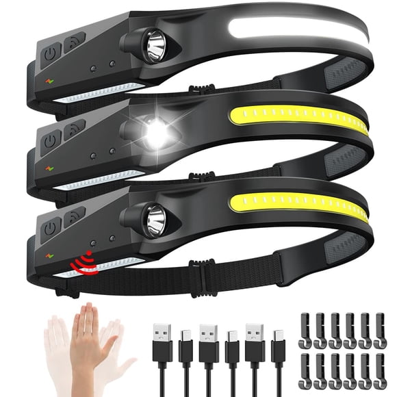 Linterna frontal Wopkdupk recargable, haz ancho de 230°, 5 modos