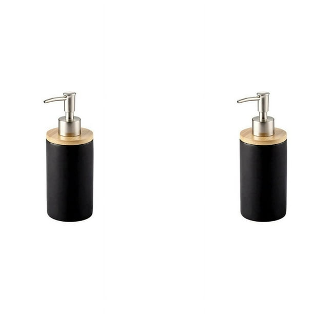2X Dispensador de Jabón de Cerámica de 400 Ml, Estilo Nórdico, Dispensador de Loción Dispensador de Jabón Negro