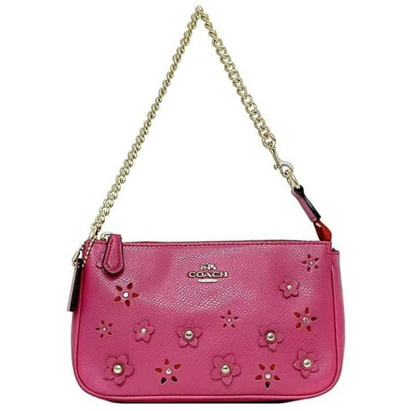 Pre-Owned Coach Pouch ec-24044 Pink F65471 PVC Leather Studs COACH Chain Flower... (Good)