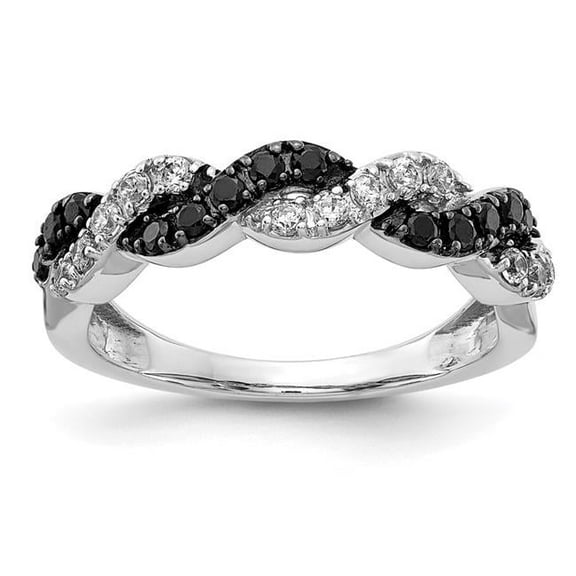 14k White Gold Black/White Diamond Twist Ring RM5692