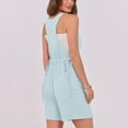 thumbnail image 5 of lcziwo Womens Summer Casual Sleeveless Romper Loose Back Adjustable Tie Short Jumpsuits Onesie Overalls with Pockets 2025 Trendy Outfits Light Blue L, 5 of 9