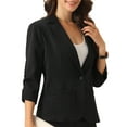 thumbnail image 4 of INSPIRE CHIC Blazers for Women's Open Front Casual Work Office Suit Jackets 3/4 Sleeve Blazer M Black, 4 of 6