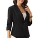 thumbnail image 4 of INSPIRAR CHIC Blazers para chaquetas de traje de mujer de frente abierto, casuales de oficina, chaqueta blazer de manga 3/4 XS negra, 4 of 6