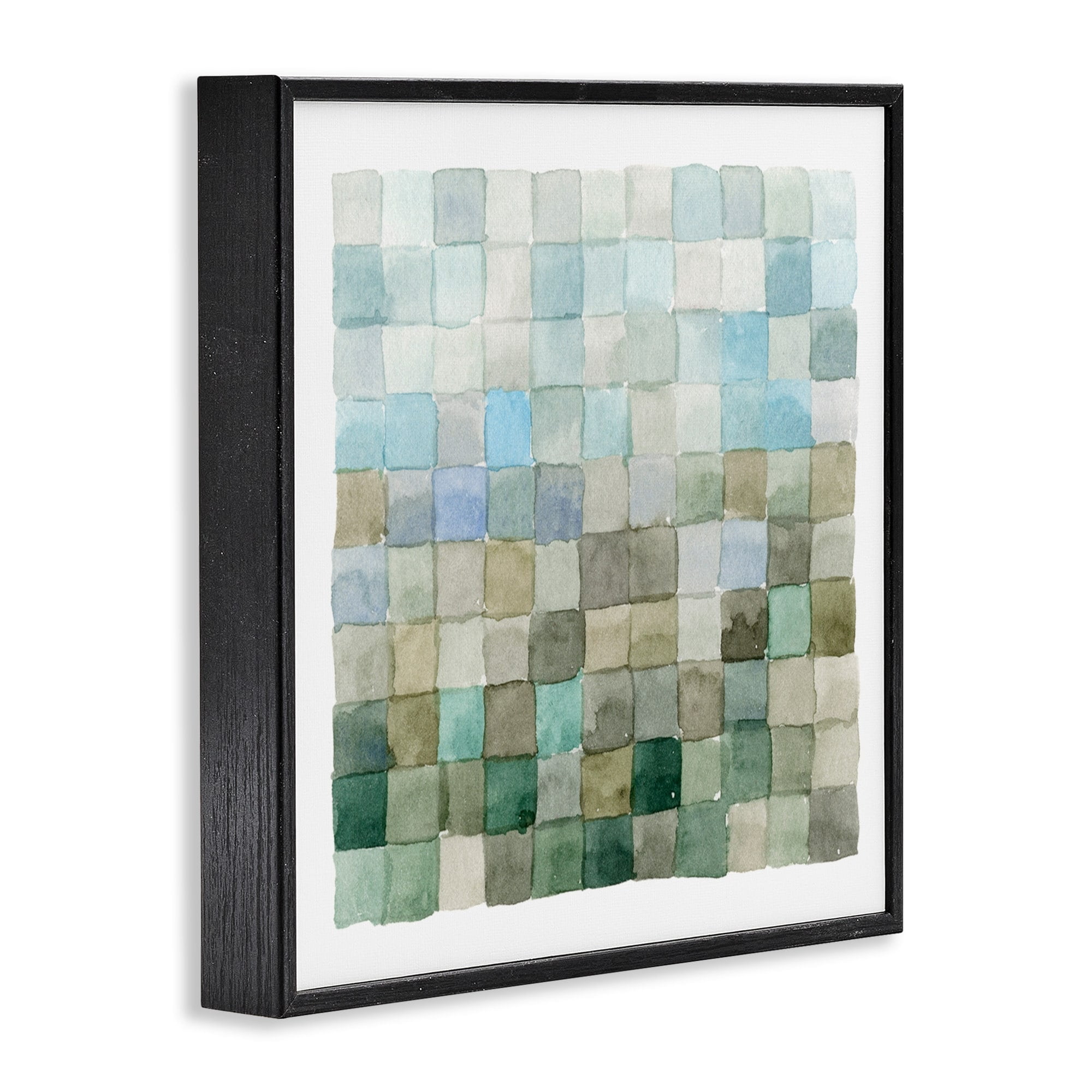 Stupell Industries Modern Watercolor Checkered Shapes Geometric Tile Pattern Framed Wall Art, 17 x 30, Design by Emma Caroline