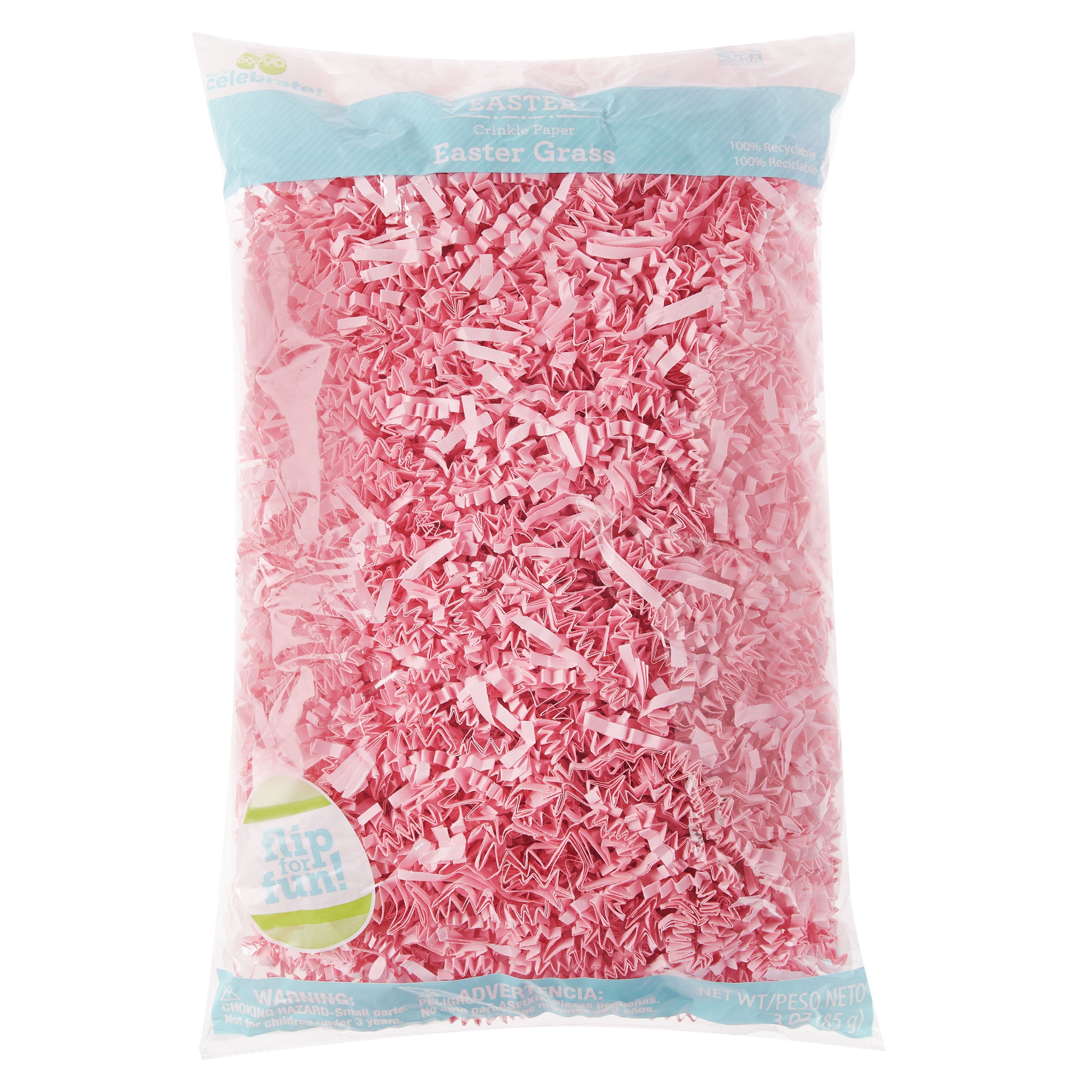 Way To Celebrate Easter Grass, Crinkle Paper, Pink ...